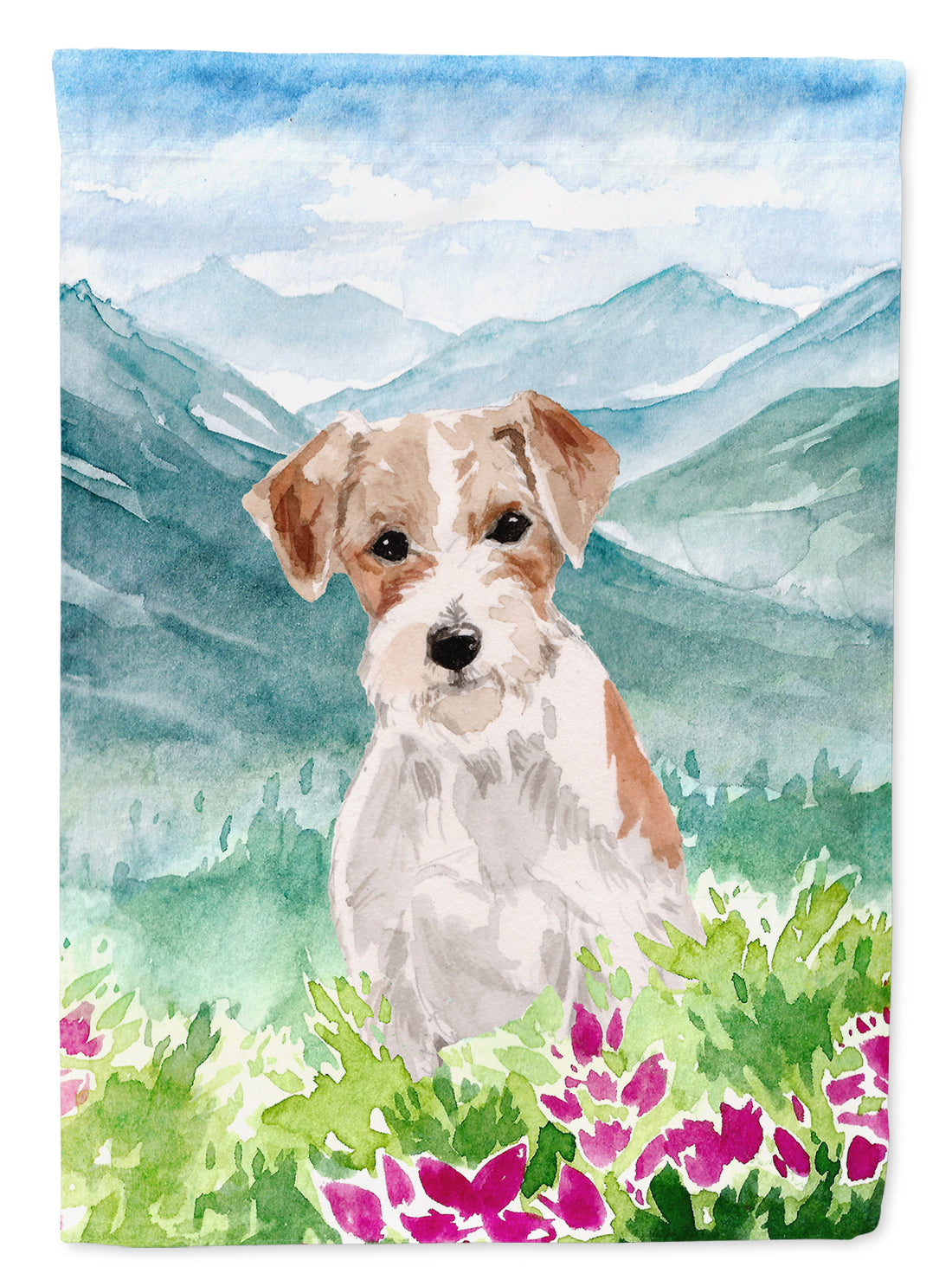Mountian Flowers Jack Russell Terrier Flag Canvas House Size CK1963CHF  the-store.com.