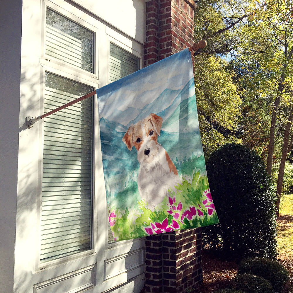 Mountian Flowers Jack Russell Terrier Flag Canvas House Size CK1963CHF  the-store.com.
