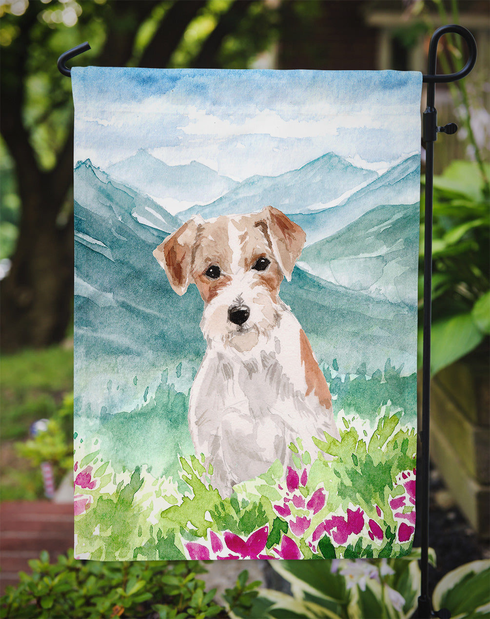 Mountian Flowers Jack Russell Terrier Flag Garden Size CK1963GF