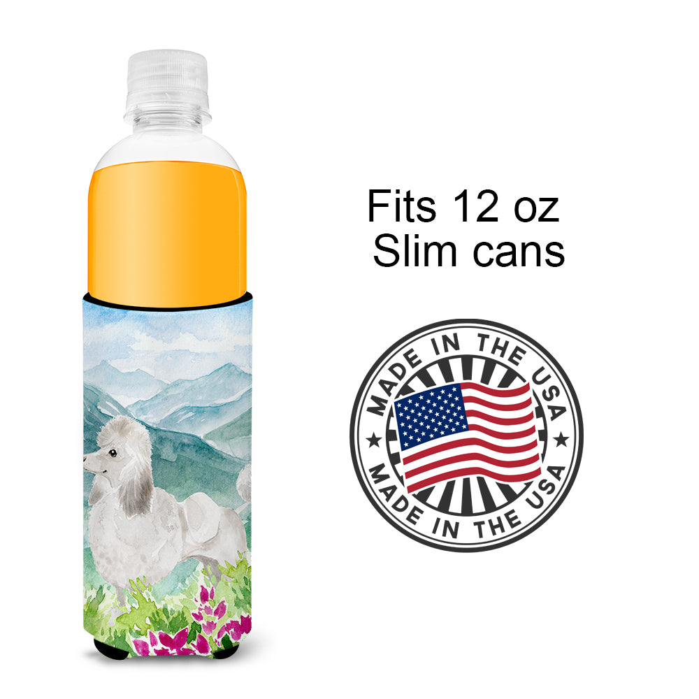 Mountian Flowers White Poodle  Ultra Hugger for slim cans CK1964MUK  the-store.com.