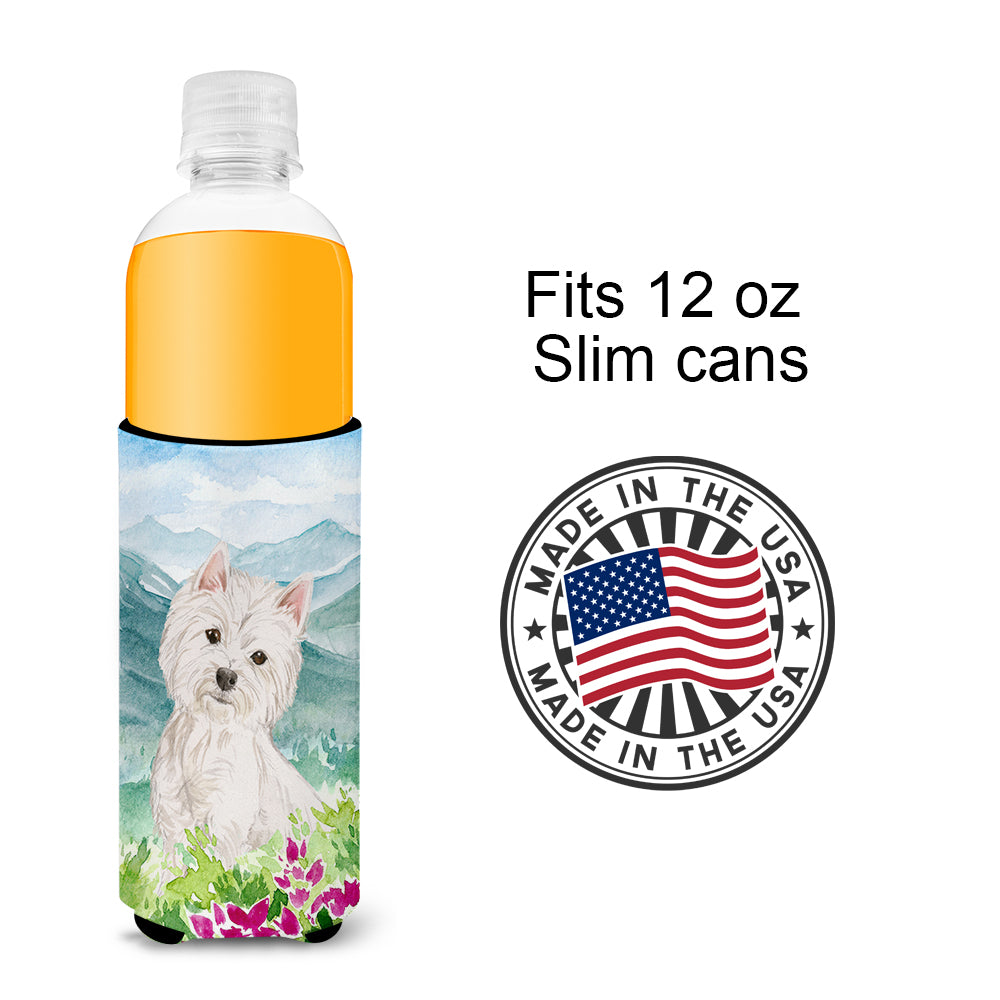 Mountian Flowers Westie  Ultra Hugger for slim cans CK1965MUK  the-store.com.