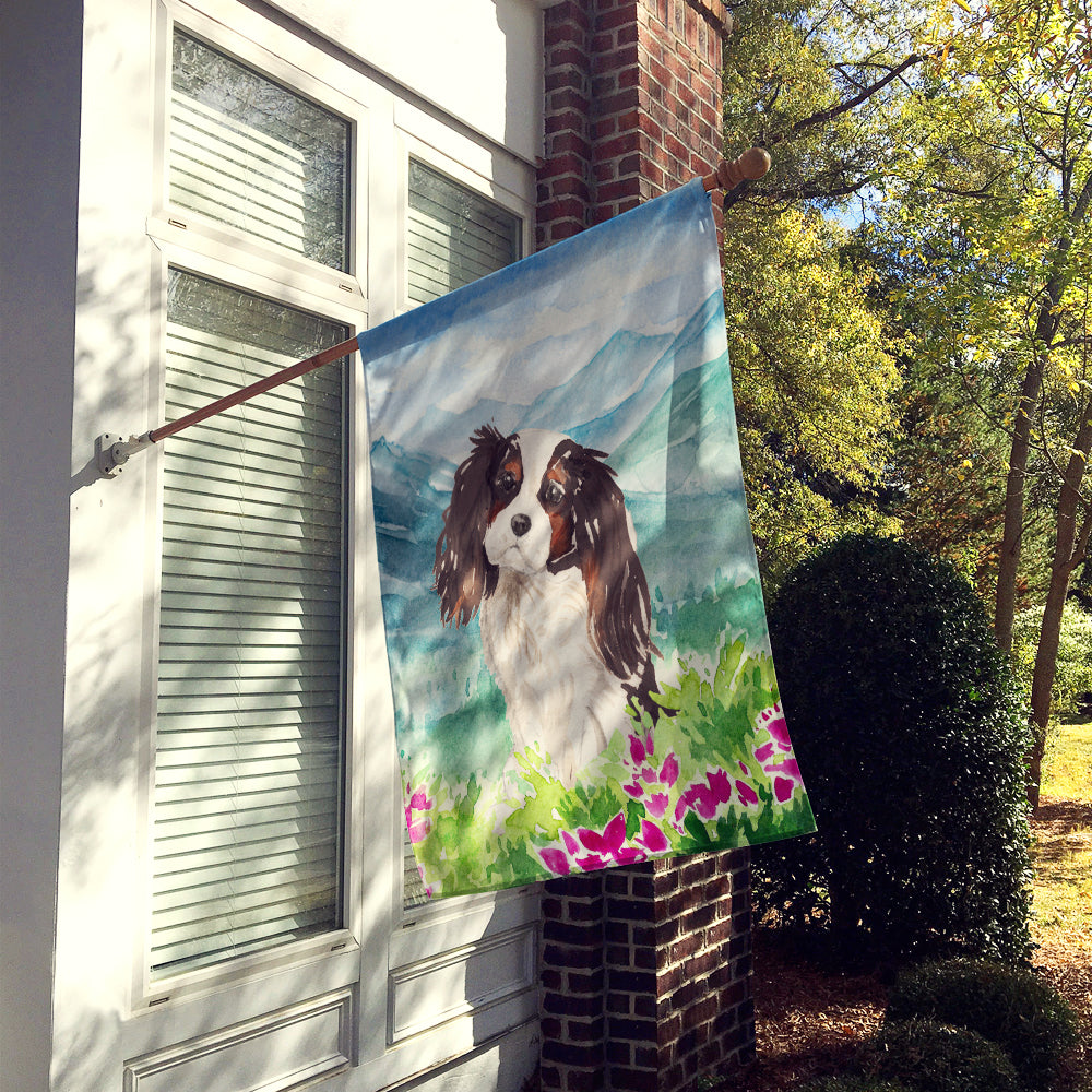 Mountian Flowers Tricolor Cavalier Spaniel Flag Canvas House Size CK1966CHF  the-store.com.