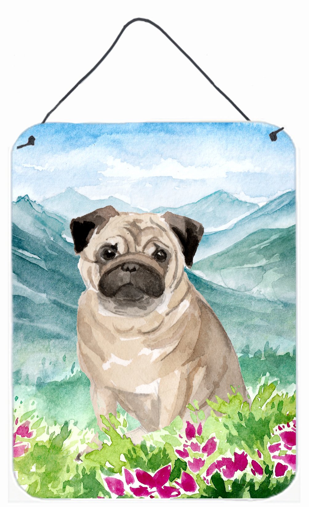 Mountian Flowers Fawn Pug Wall or Door Hanging Prints CK1969DS1216 by Caroline&#39;s Treasures