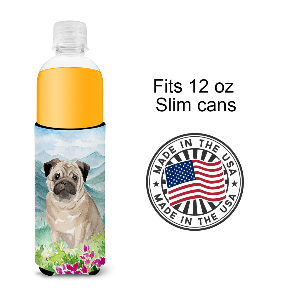 Mountian Flowers Fawn Pug  Ultra Hugger for slim cans CK1969MUK  the-store.com.