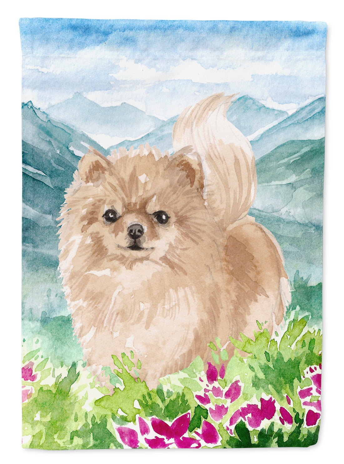 Mountian Flowers Pomeranian Flag Canvas House Size CK1970CHF  the-store.com.