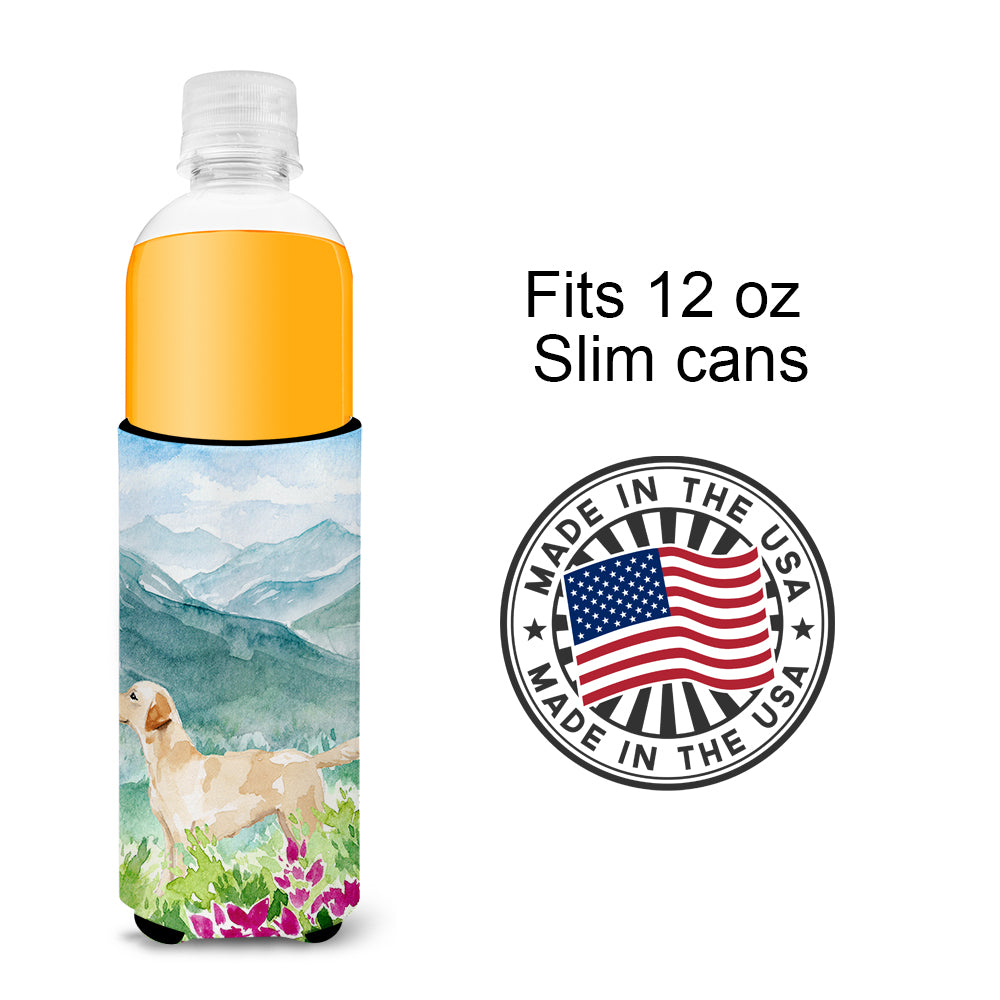 Mountian Flowers Yellow Labrador  Ultra Hugger for slim cans CK1973MUK  the-store.com.