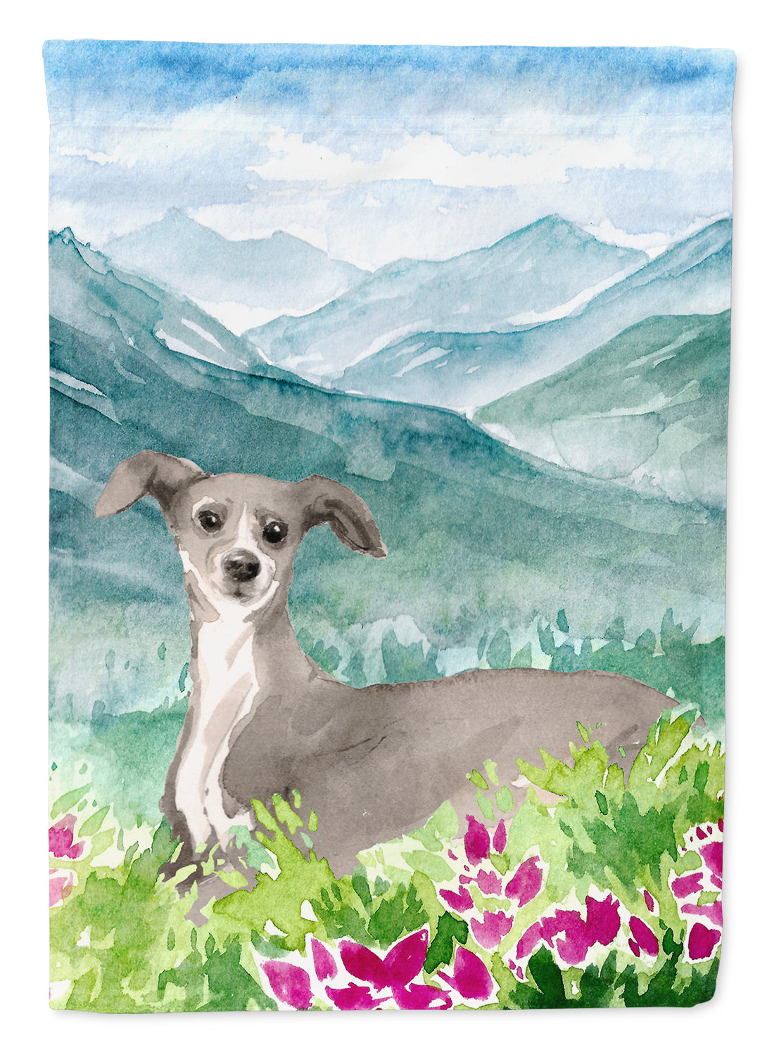 Mountian Flowers Italian Greyhound Flag Canvas House Size CK1974CHF  the-store.com.
