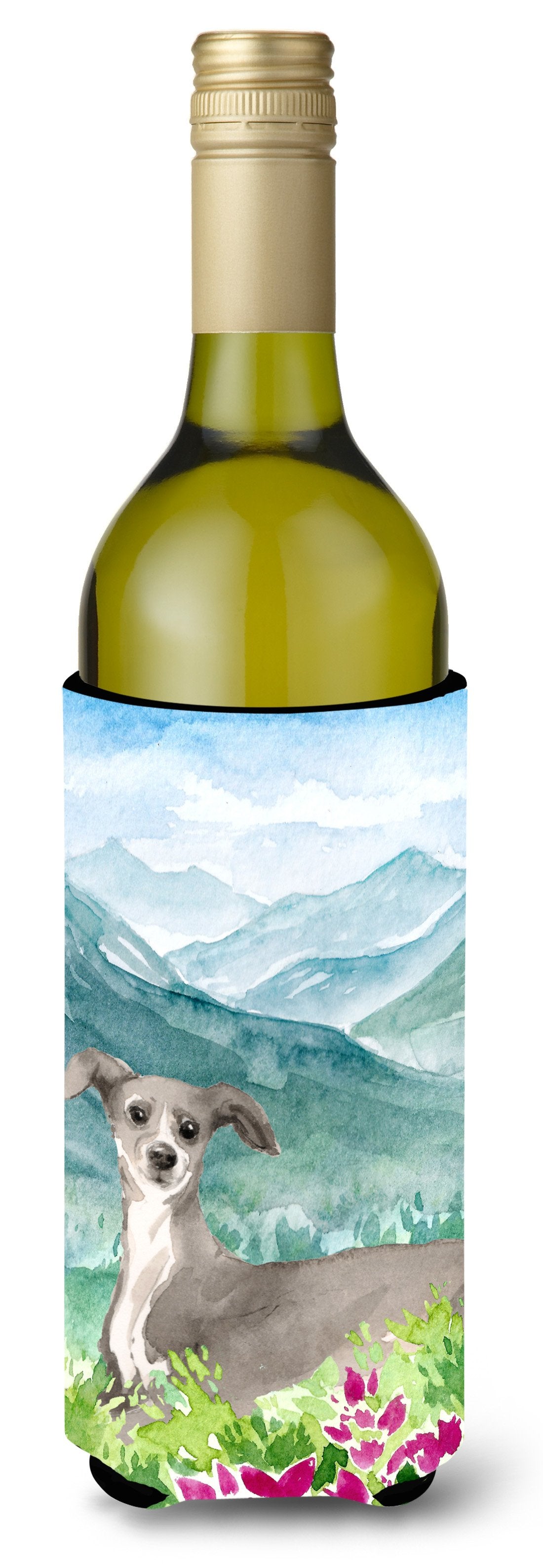 Mountian Flowers Italian Greyhound Wine Bottle Beverage Insulator Hugger CK1974LITERK by Caroline&#39;s Treasures
