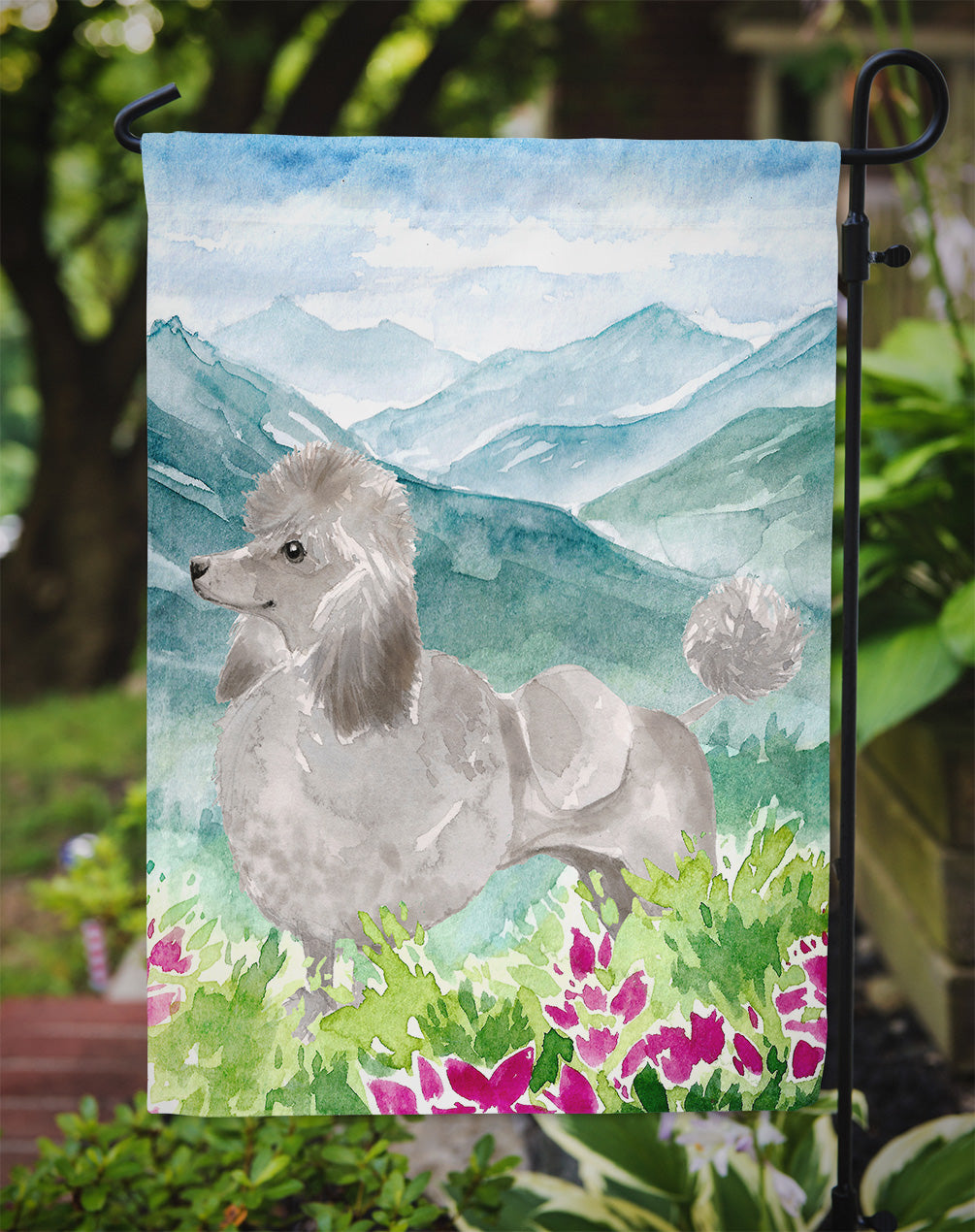 Mountian Flowers Silver Poodle Flag Garden Size CK1975GF  the-store.com.