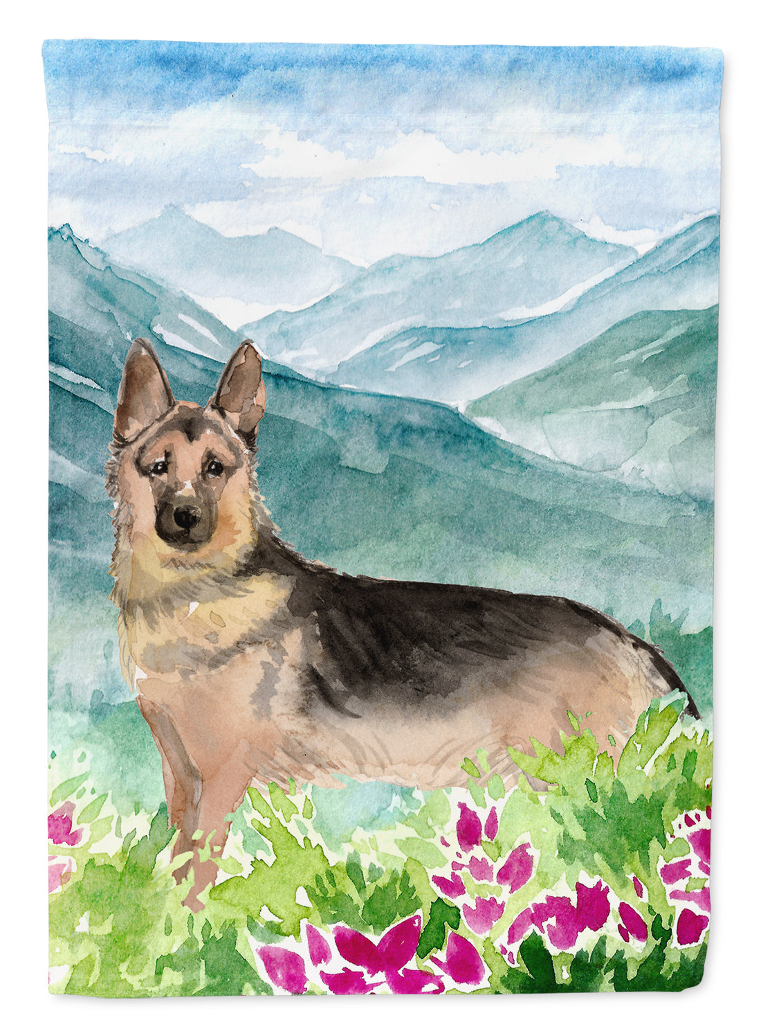 Mountian Flowers German Shepherd Flag Canvas House Size CK1977CHF  the-store.com.