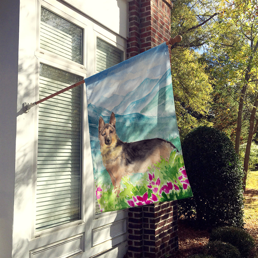 Mountian Flowers German Shepherd Flag Canvas House Size CK1977CHF  the-store.com.