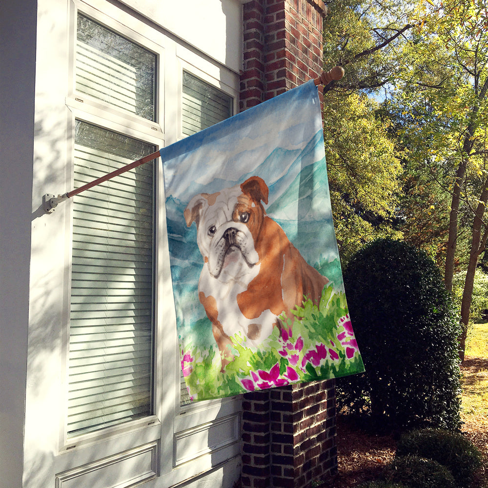 Mountian Flowers English Bulldog Flag Canvas House Size CK1979CHF  the-store.com.