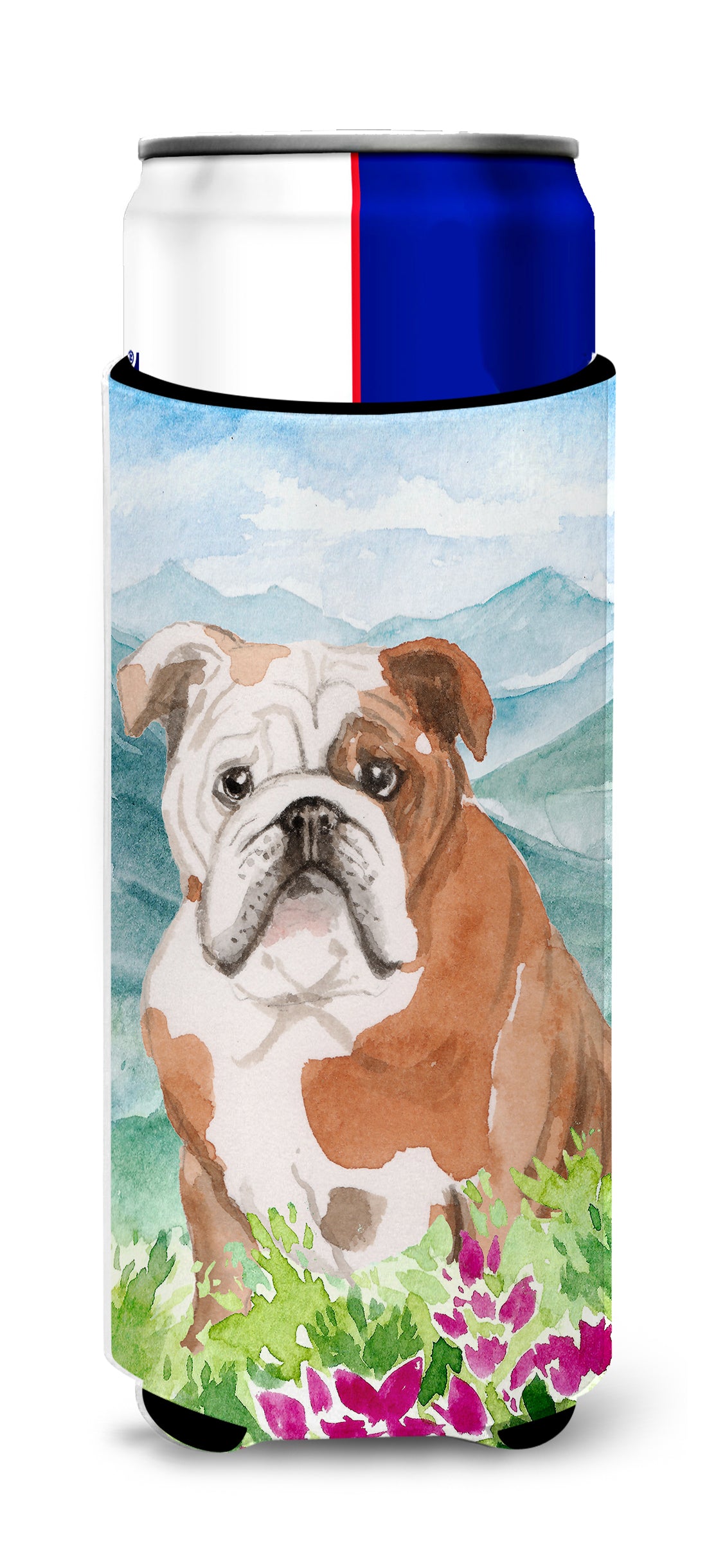 Mountian Flowers English Bulldog  Ultra Hugger for slim cans CK1979MUK  the-store.com.