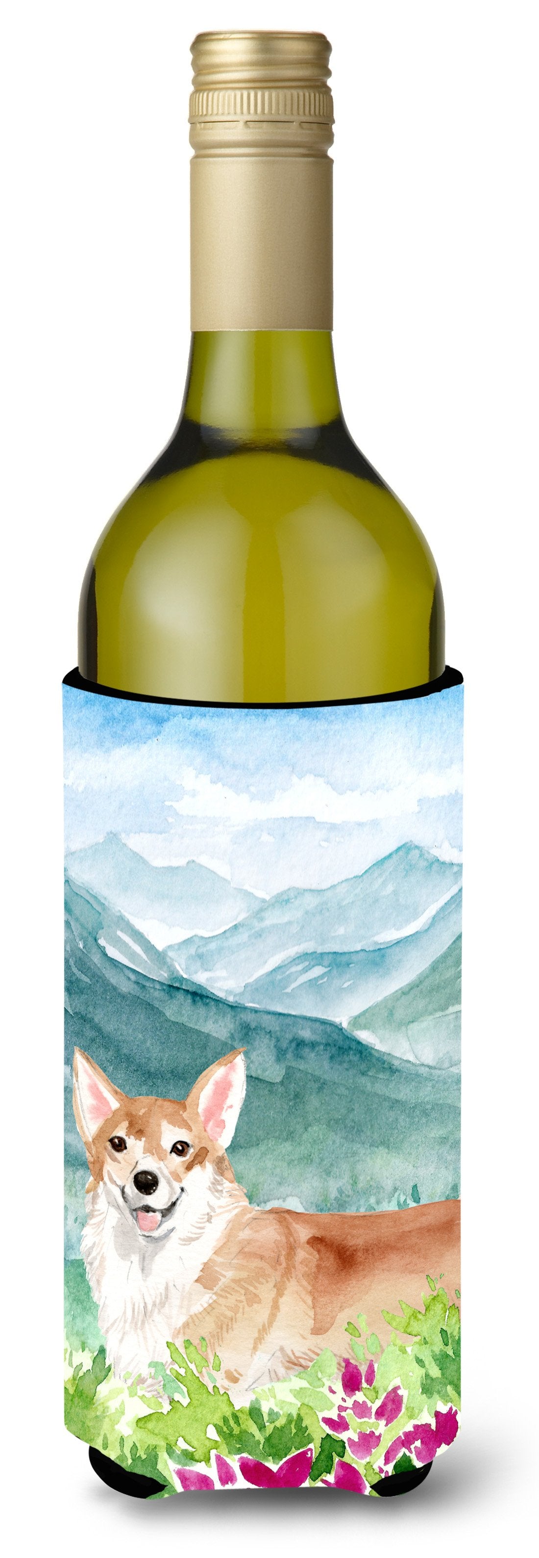 Mountian Flowers Corgi Wine Bottle Beverage Insulator Hugger CK1981LITERK by Caroline&#39;s Treasures