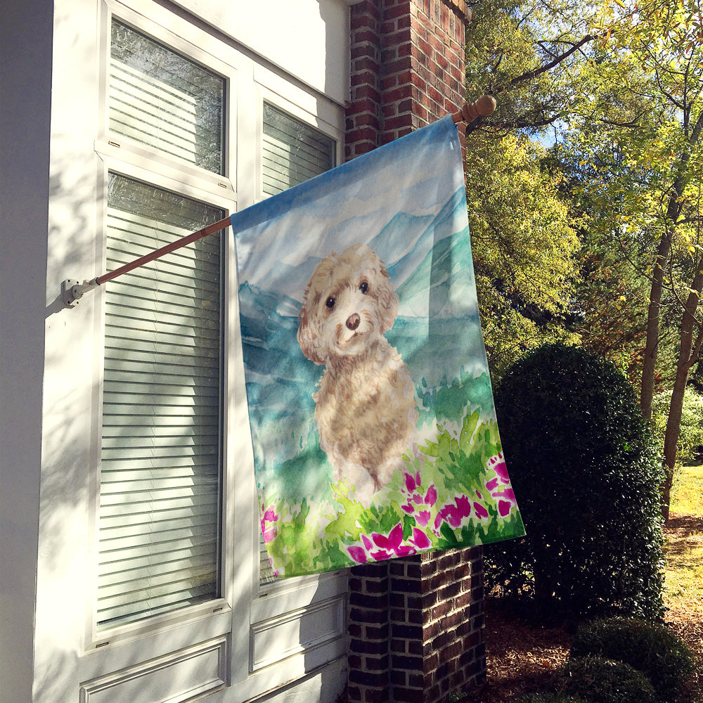 Mountian Flowers Goldendoodle Flag Canvas House Size CK1984CHF  the-store.com.