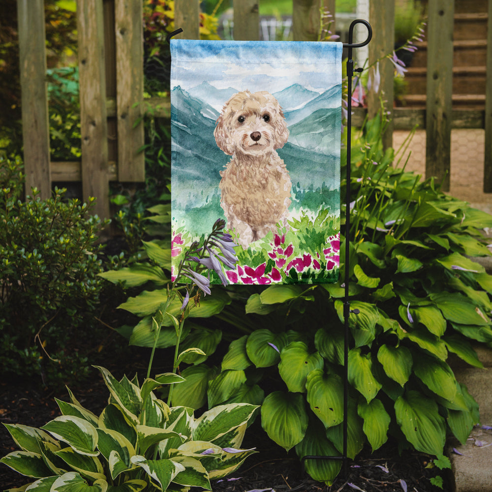 Caroline's Treasures Mountian Flowers Goldendoodle Garden Flag - Outdoor Decorative Yard Flag CK1984GF