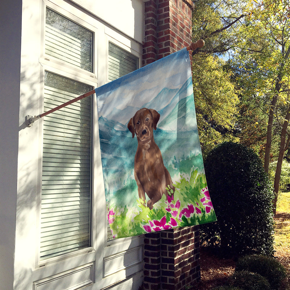 Mountian Flowers Chocolate Lab Flag Canvas House Size CK1986CHF  the-store.com.