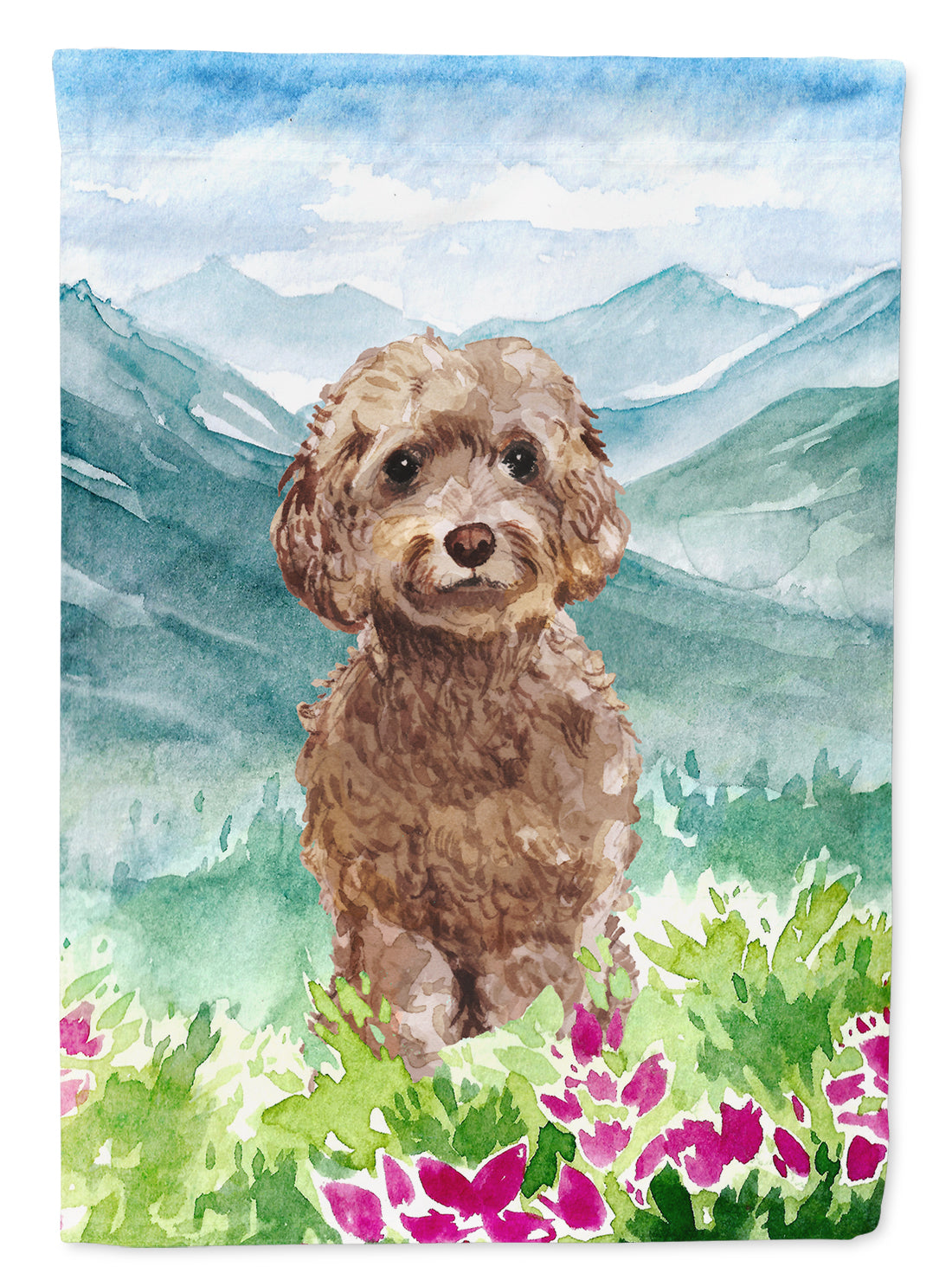 Mountian Flowers Labradoodle Flag Canvas House Size CK1988CHF