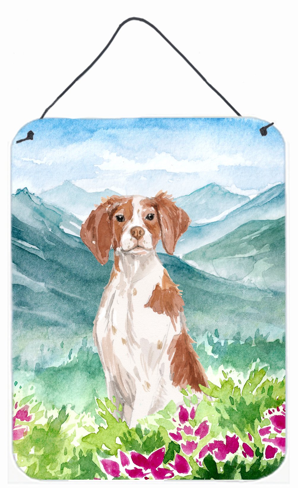 Mountian Flowers Brittany Spaniel Wall or Door Hanging Prints CK1989DS1216 by Caroline&#39;s Treasures