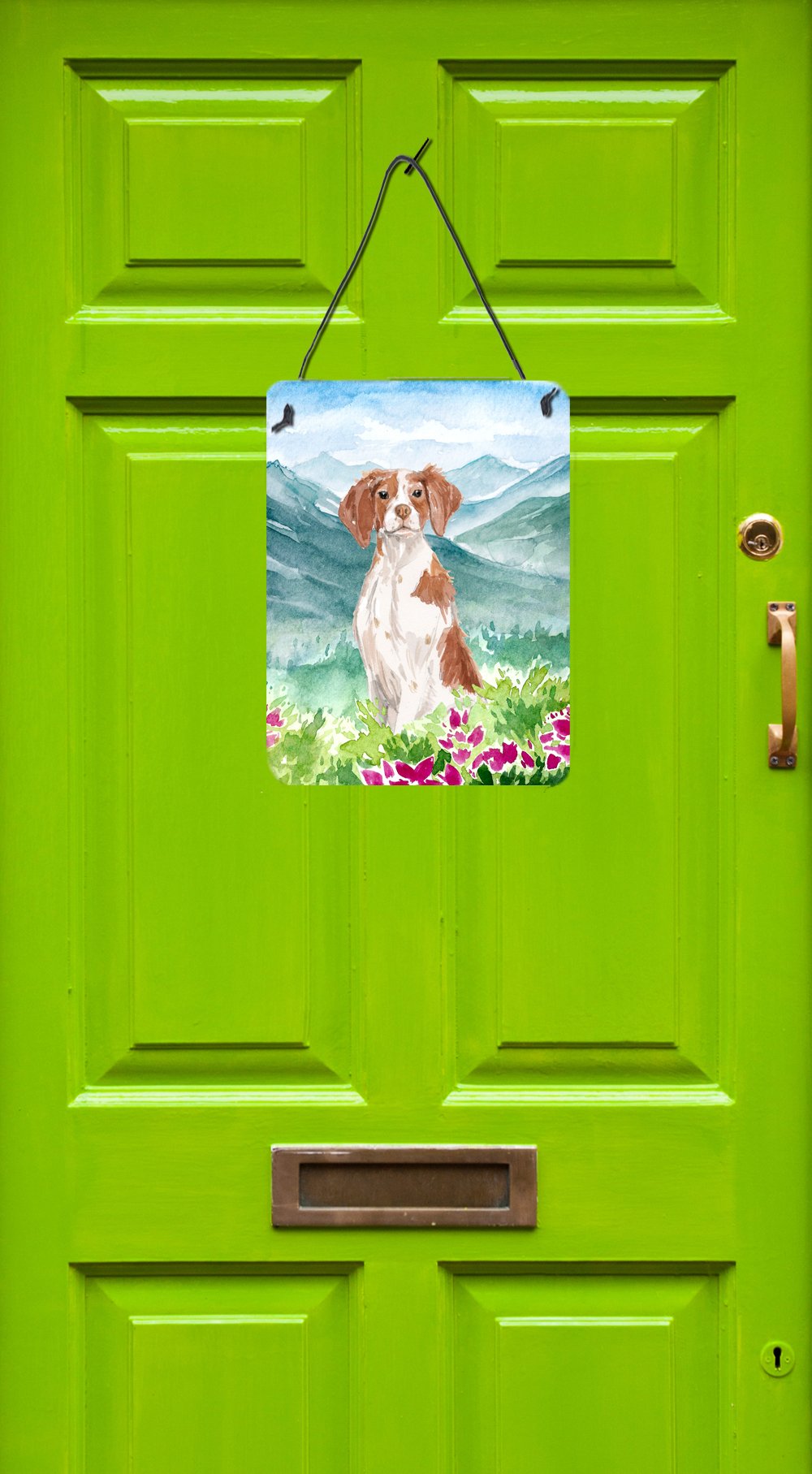 Mountian Flowers Brittany Spaniel Wall or Door Hanging Prints CK1989DS1216 by Caroline's Treasures