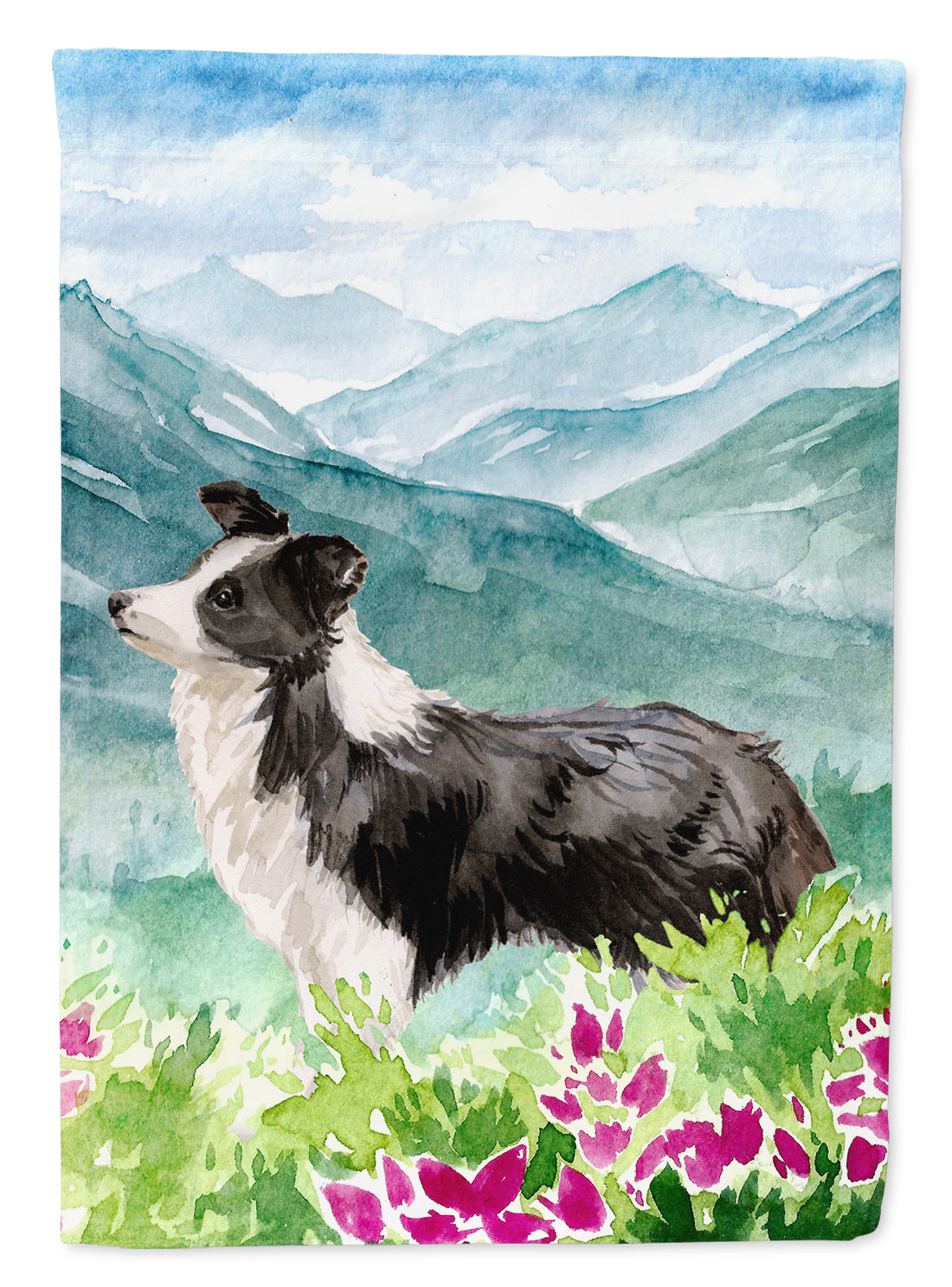 Mountian Flowers Border Collie Flag Canvas House Size CK1990CHF