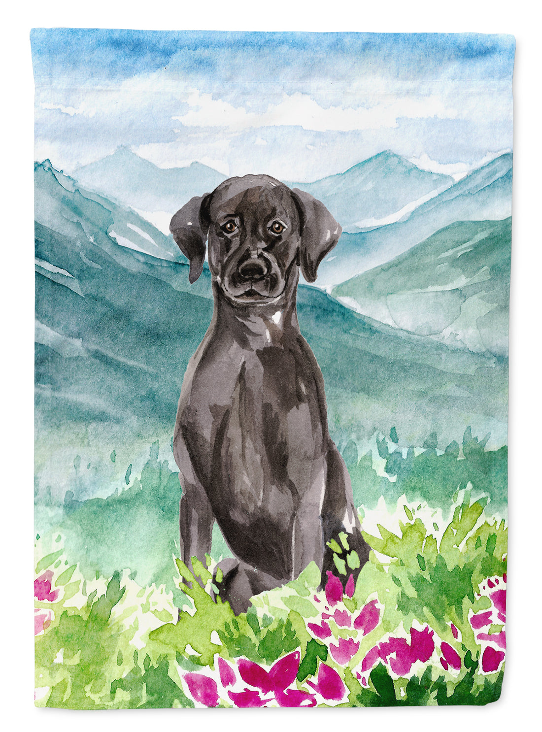 Mountian Flowers Black Lab Flag Canvas House Size CK1992CHF
