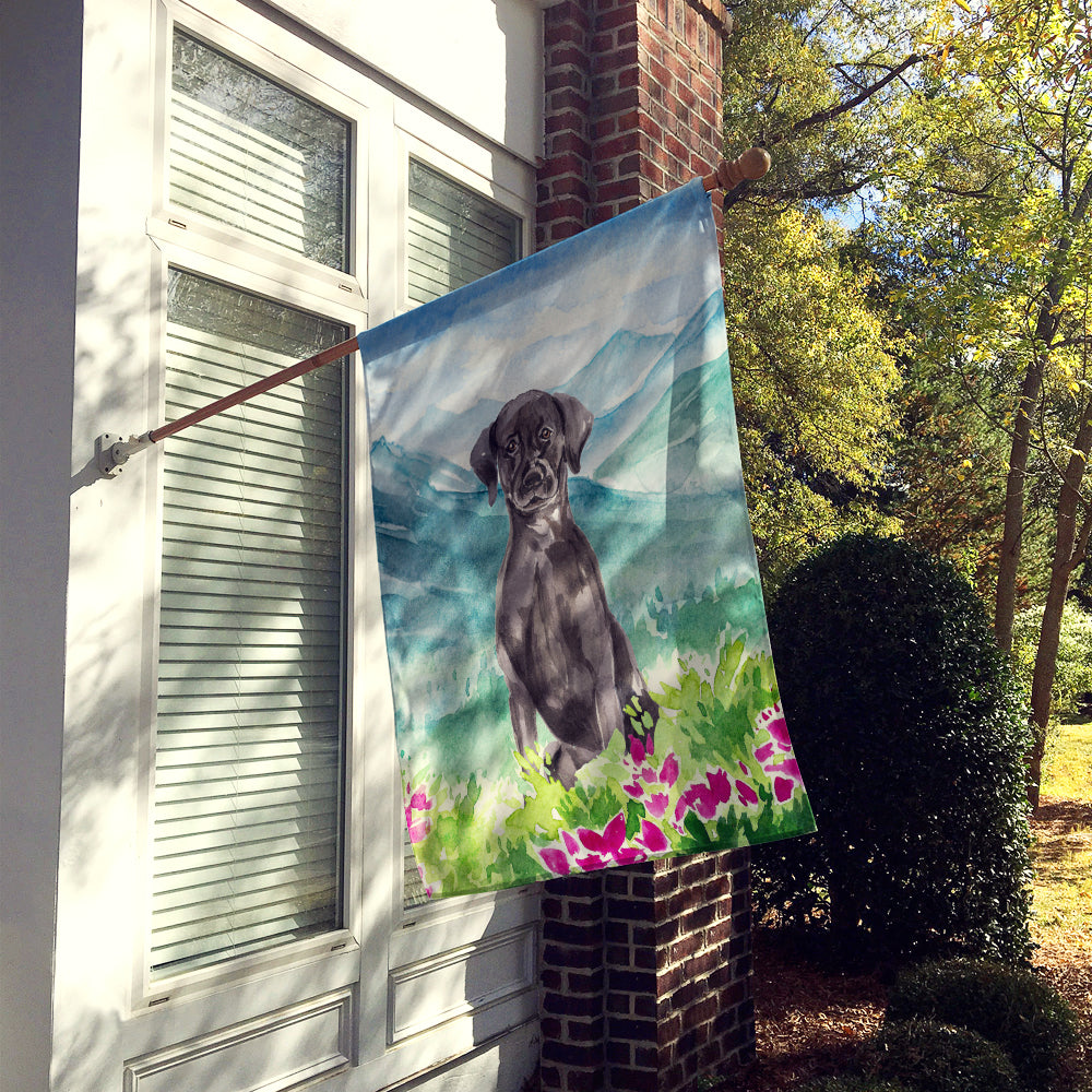 Mountian Flowers Black Lab Flag Canvas House Size CK1992CHF  the-store.com.