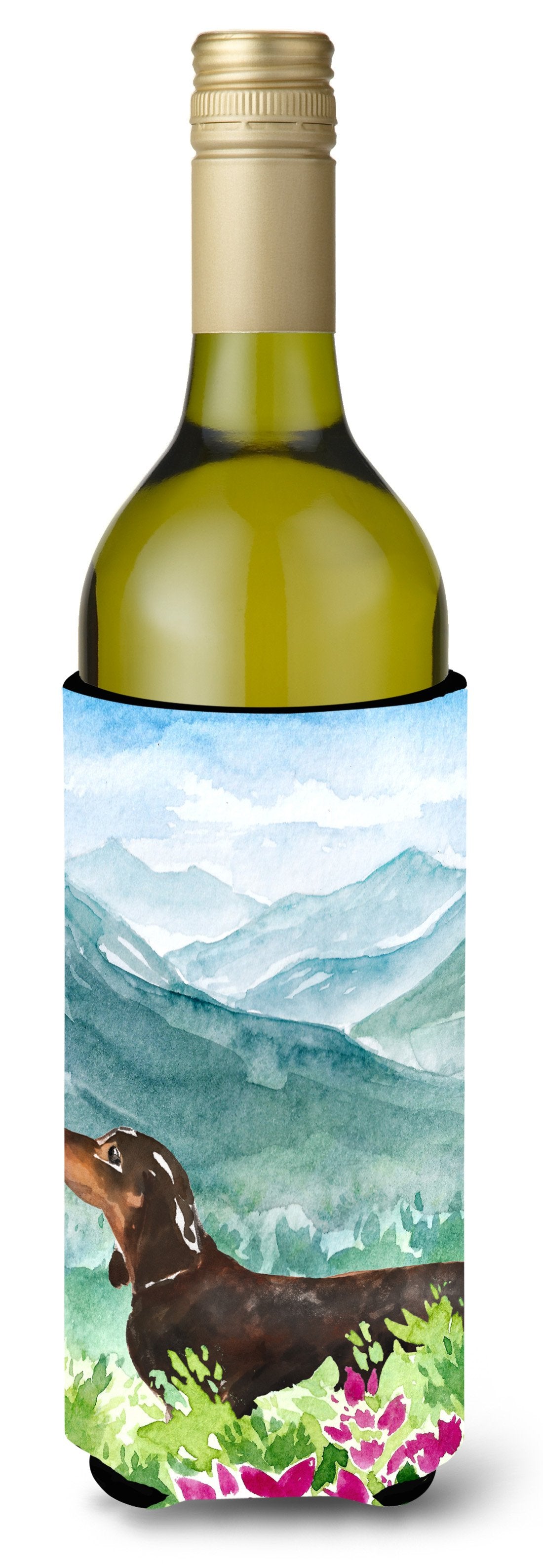Mountian Flowers Dachshund Wine Bottle Beverage Insulator Hugger CK1993LITERK by Caroline&#39;s Treasures