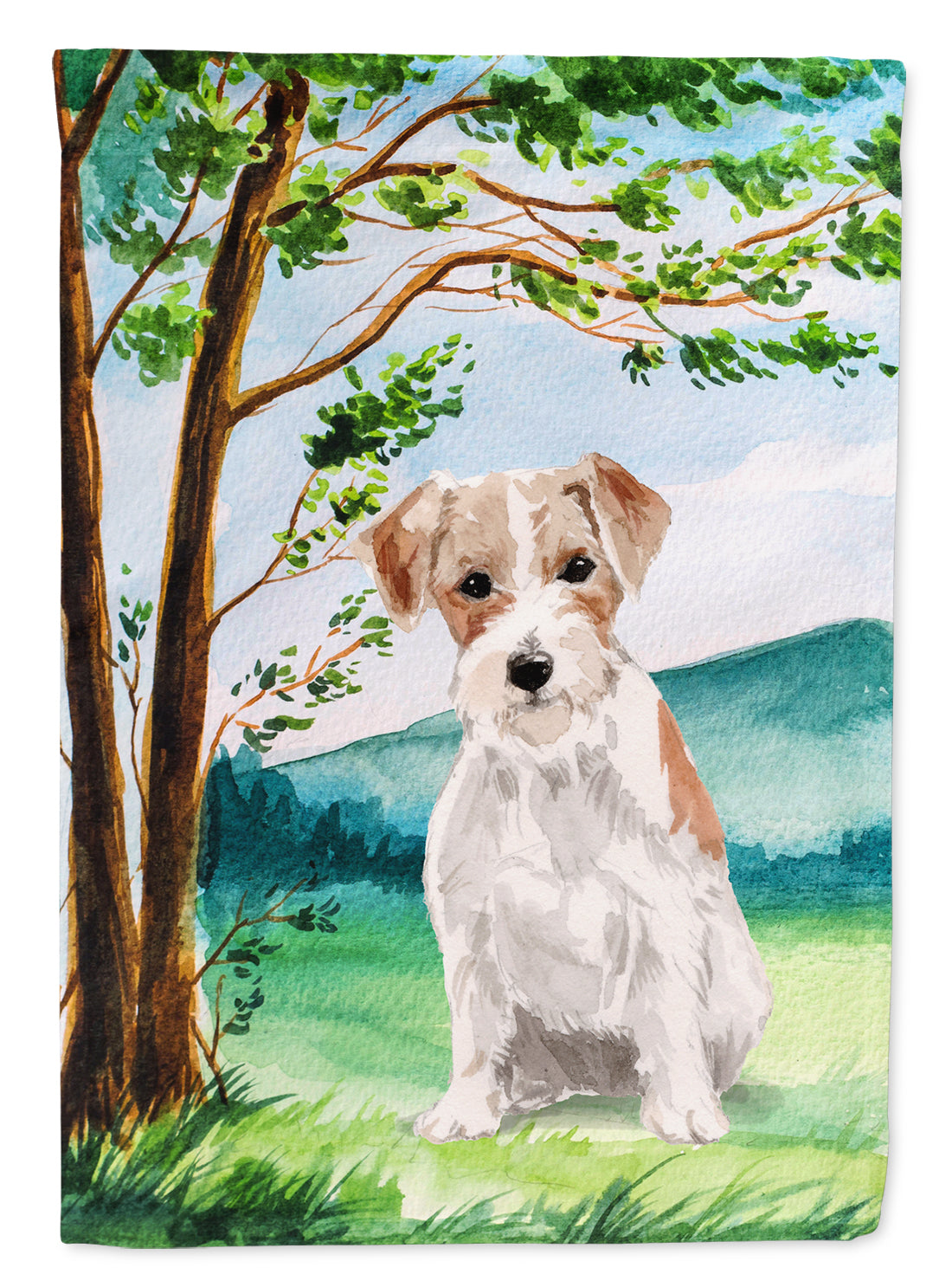 Under the Tree Jack Russell Terrier Flag Canvas House Size CK1998CHF