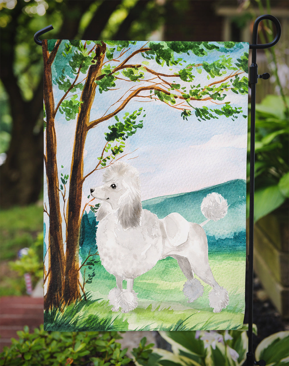 Under the Tree White Poodle Flag Garden Size CK1999GF  the-store.com.
