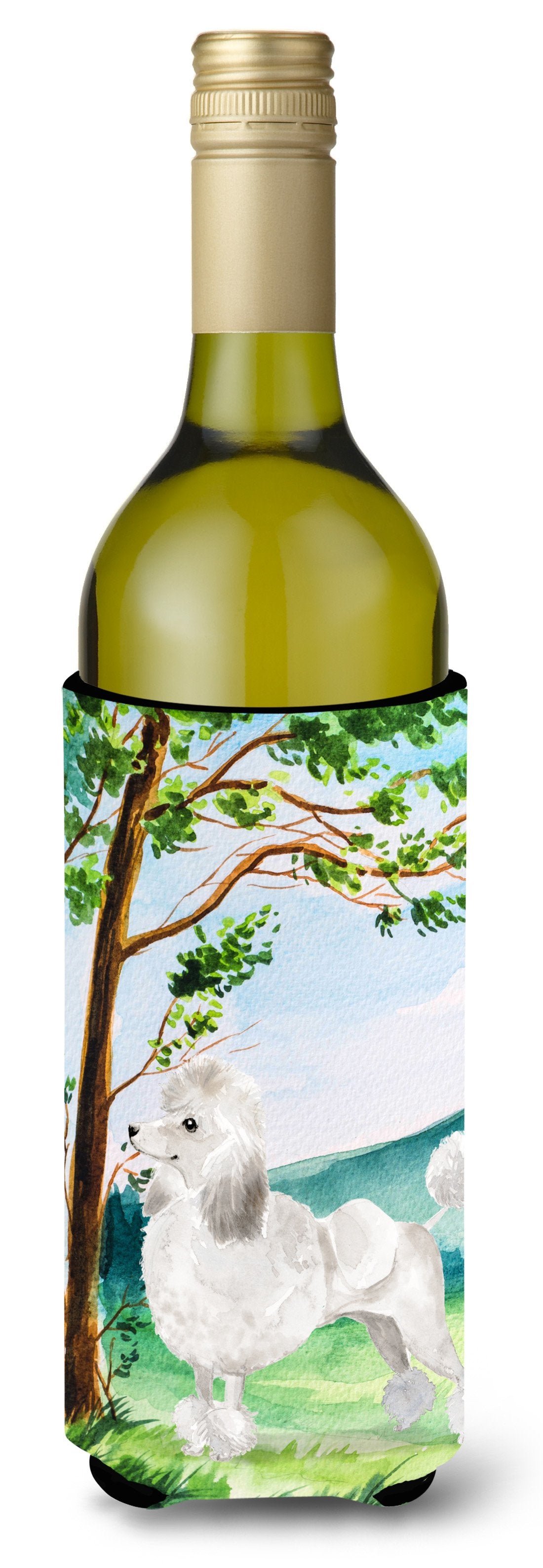 Under the Tree White Poodle Wine Bottle Beverage Insulator Hugger CK1999LITERK by Caroline&#39;s Treasures
