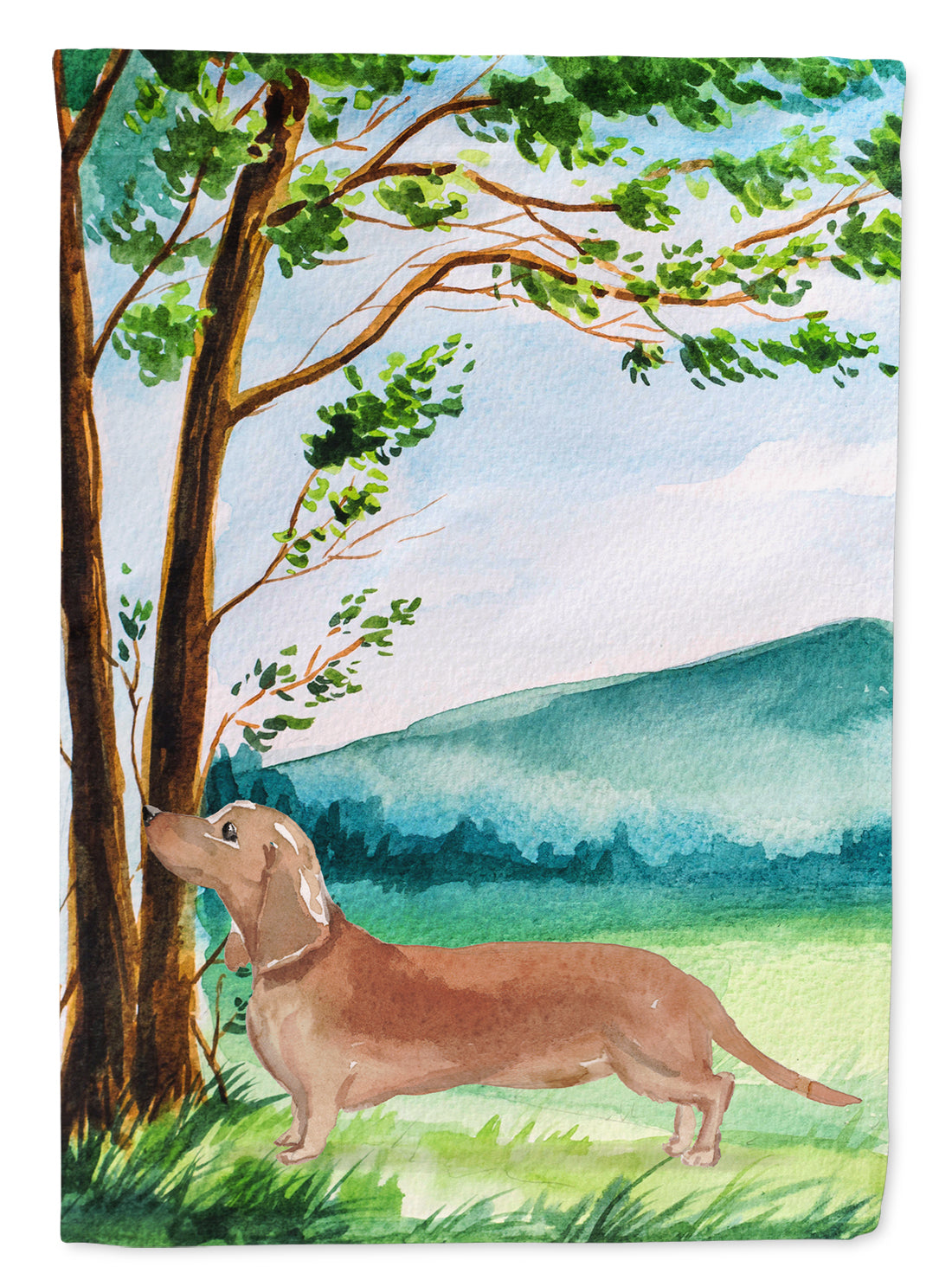 Under the Tree Red Dachshund Flag Canvas House Size CK2002CHF