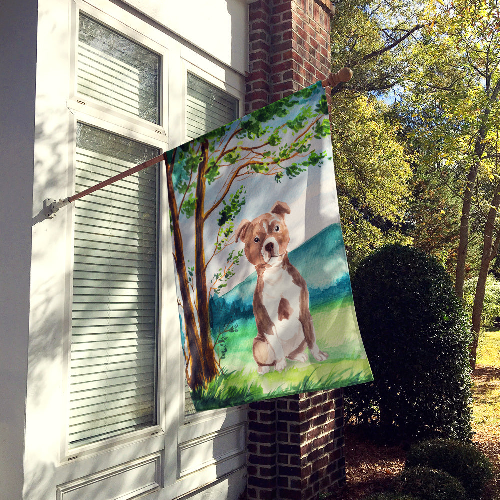 Under the Tree Red Staffie Flag Canvas House Size CK2003CHF  the-store.com.