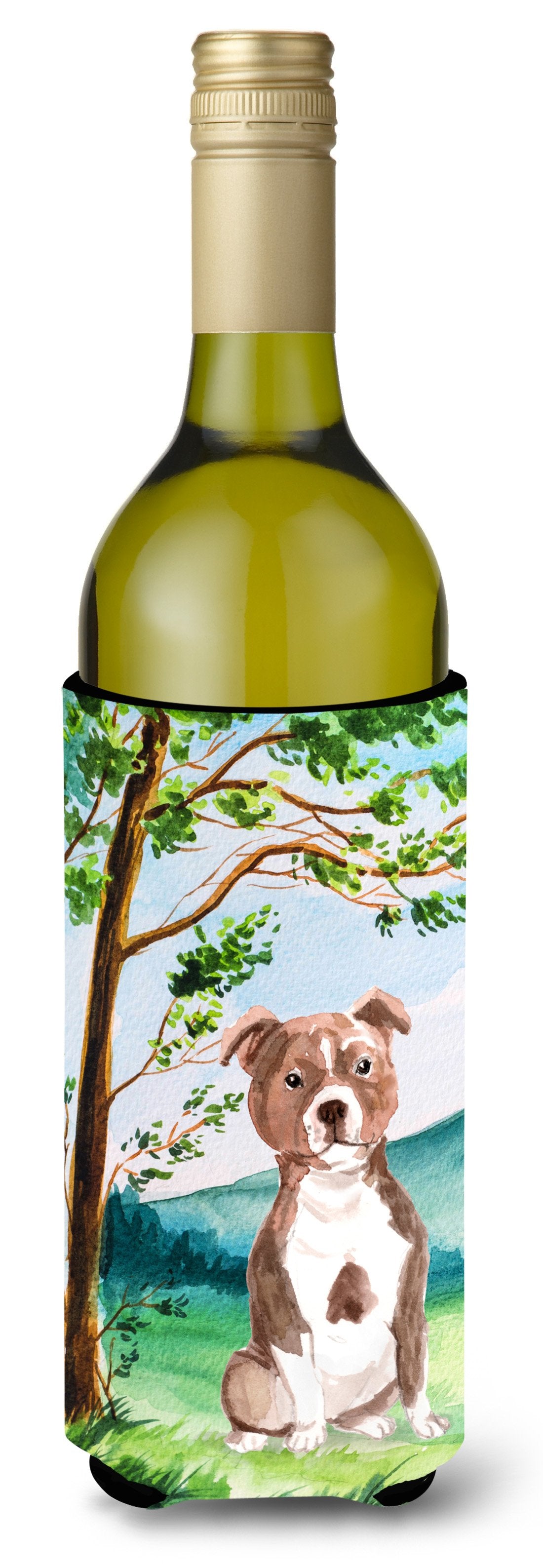 Under the Tree Red Staffie Wine Bottle Beverage Insulator Hugger CK2003LITERK by Caroline&#39;s Treasures