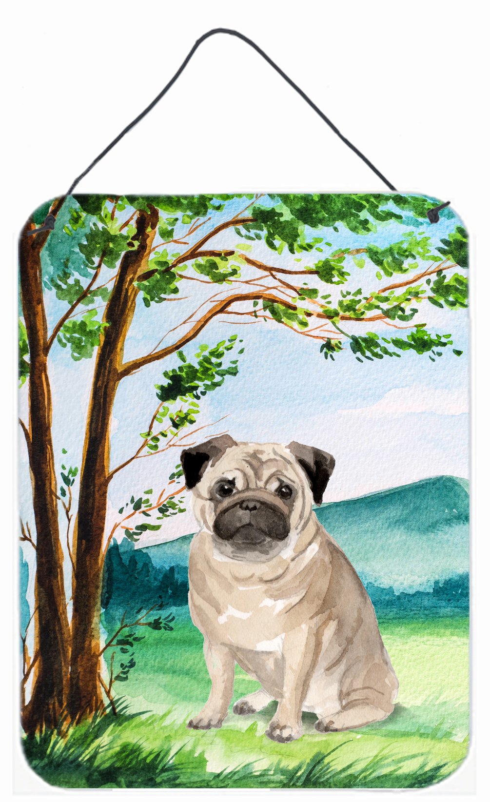 Under the Tree Fawn Pug Wall or Door Hanging Prints CK2004DS1216 by Caroline&#39;s Treasures