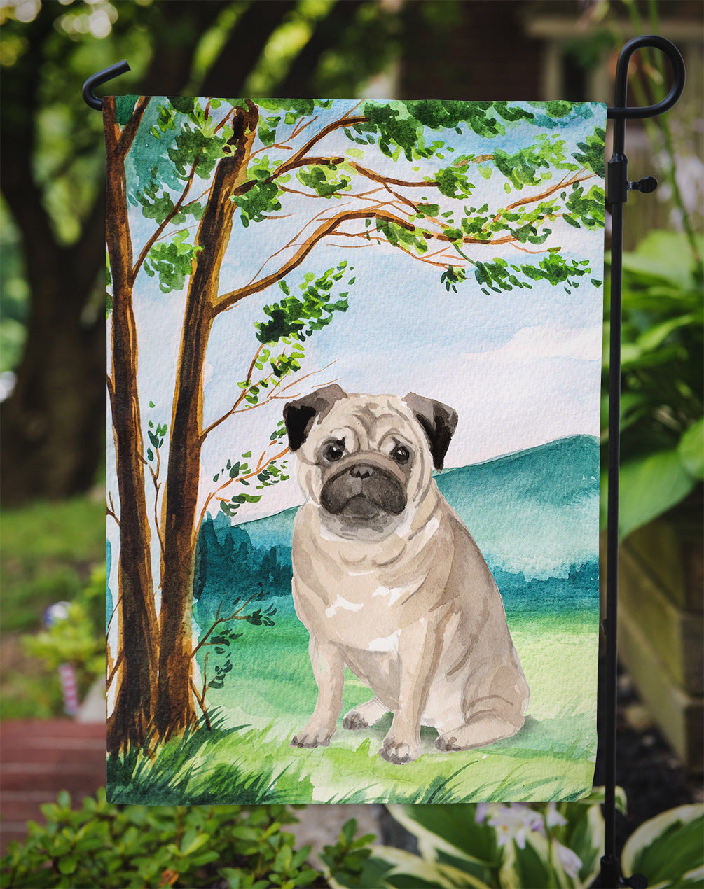 Under the Tree Fawn Pug Flag Garden Size CK2004GF  the-store.com.