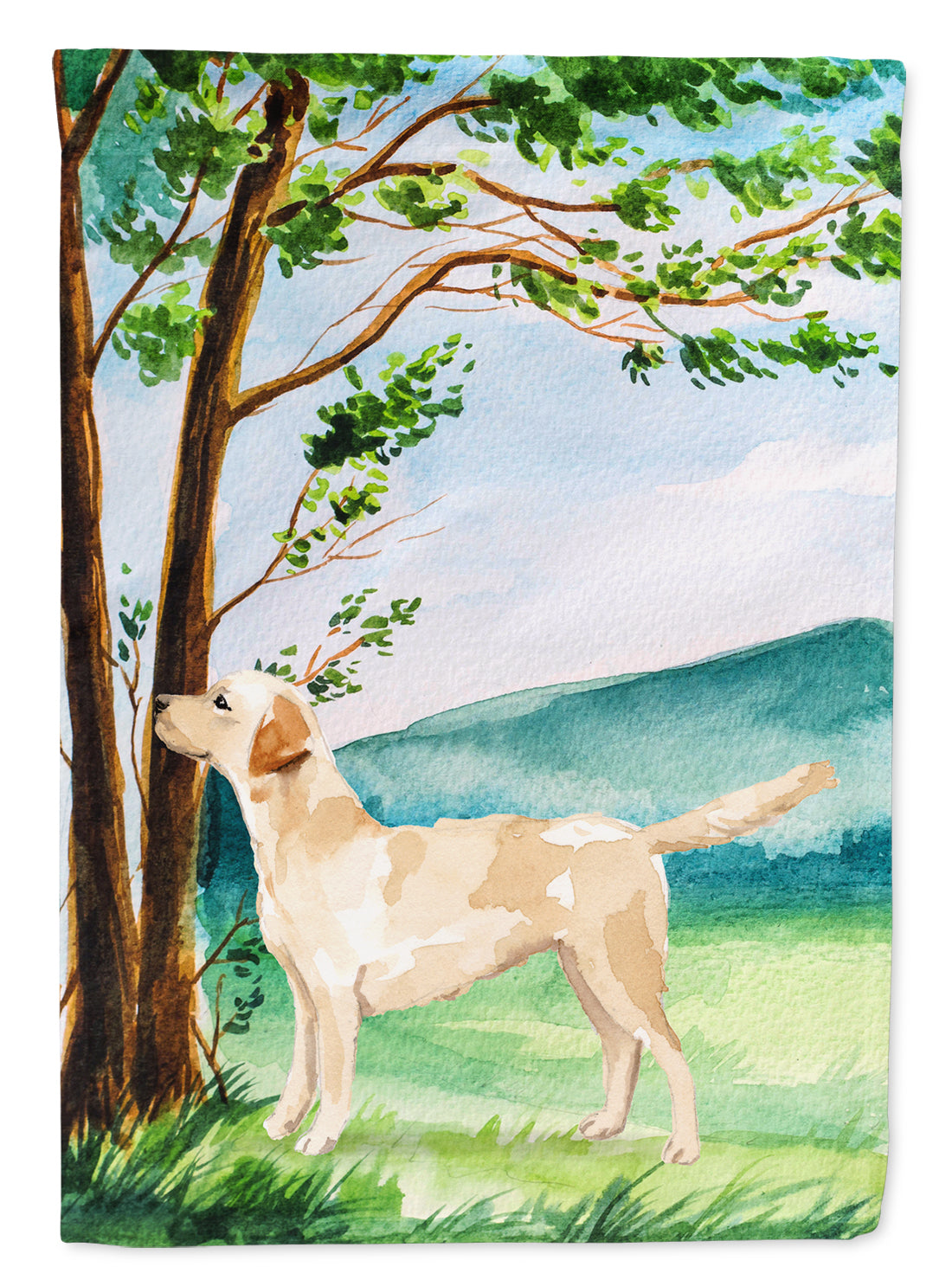 Under the Tree Yellow Labrador Flag Canvas House Size CK2008CHF