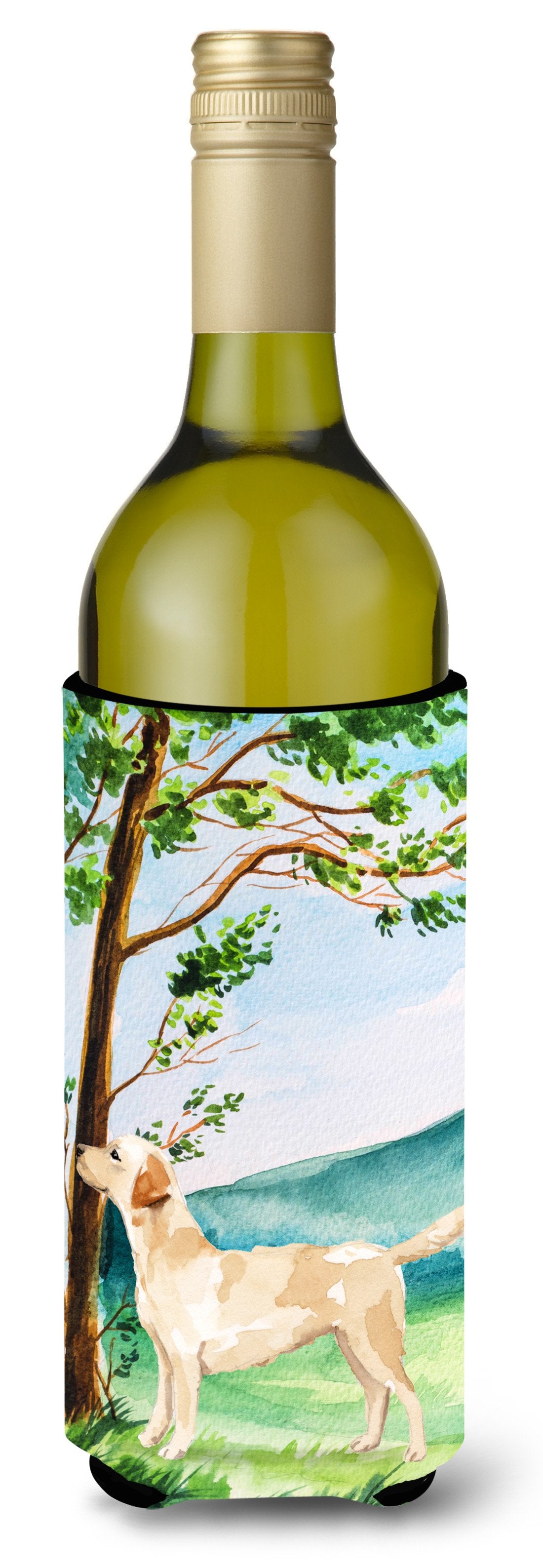 Under the Tree Yellow Labrador Wine Bottle Beverage Insulator Hugger CK2008LITERK by Caroline&#39;s Treasures