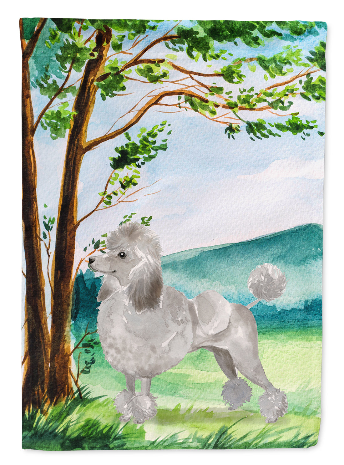 Under the Tree Silver Poodle Flag Canvas House Size CK2010CHF