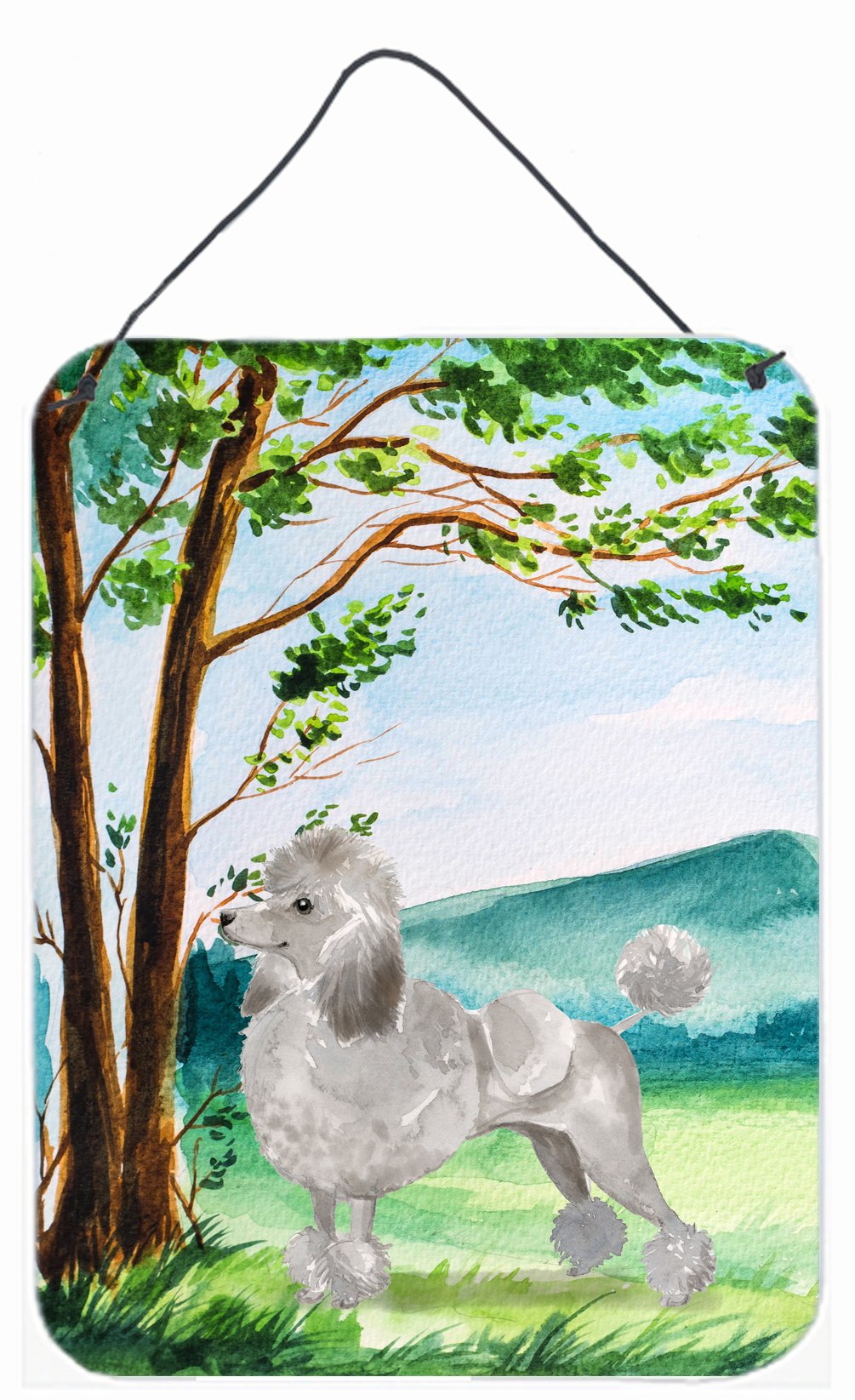 Under the Tree Silver Poodle Wall or Door Hanging Prints CK2010DS1216 by Caroline&#39;s Treasures
