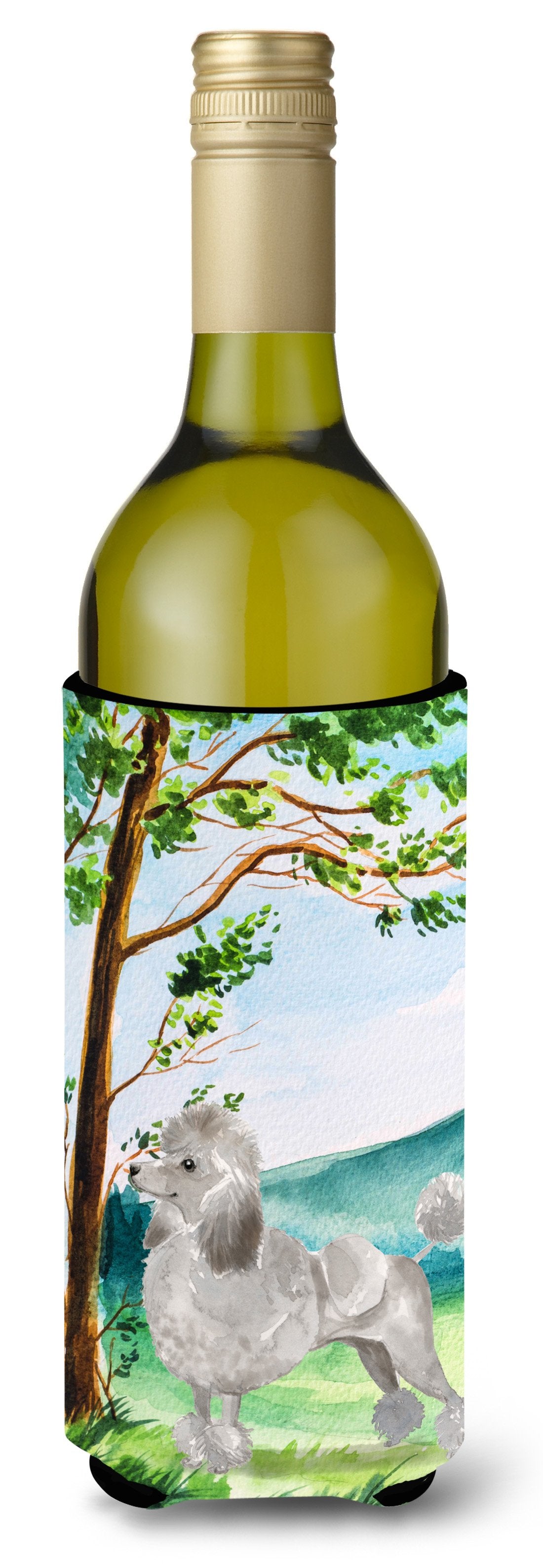 Under the Tree Silver Poodle Wine Bottle Beverage Insulator Hugger CK2010LITERK by Caroline&#39;s Treasures