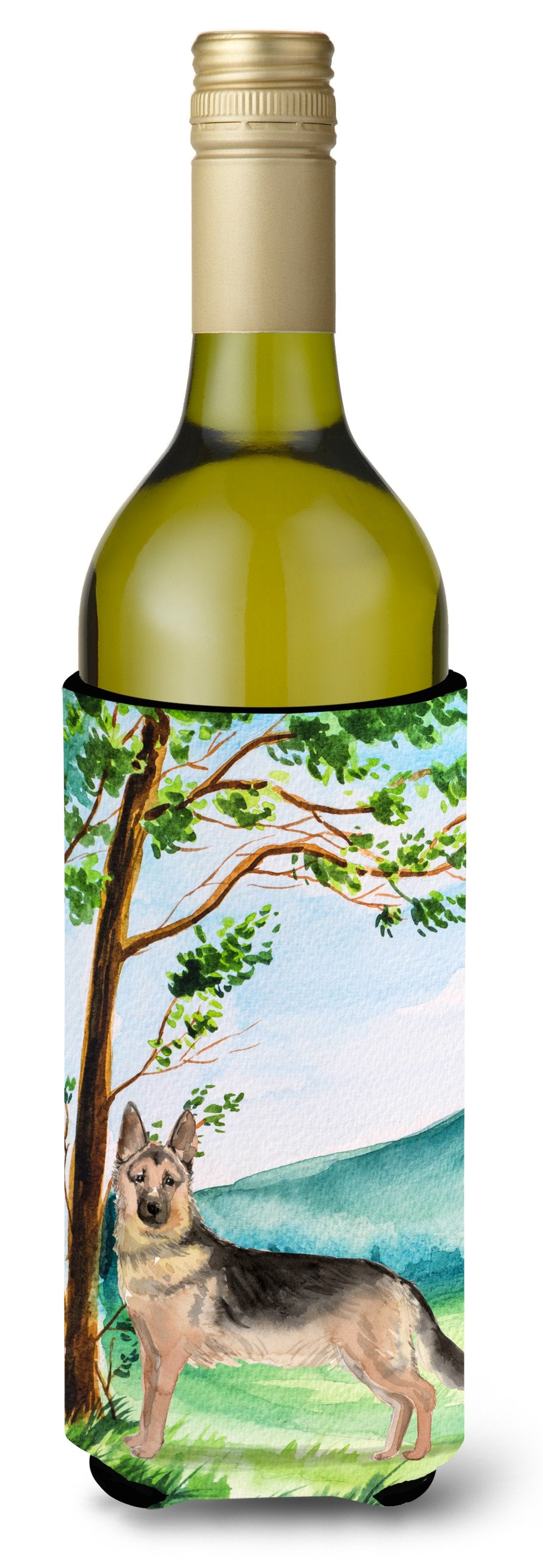 Under the Tree German Shepherd Wine Bottle Beverage Insulator Hugger CK2012LITERK by Caroline&#39;s Treasures