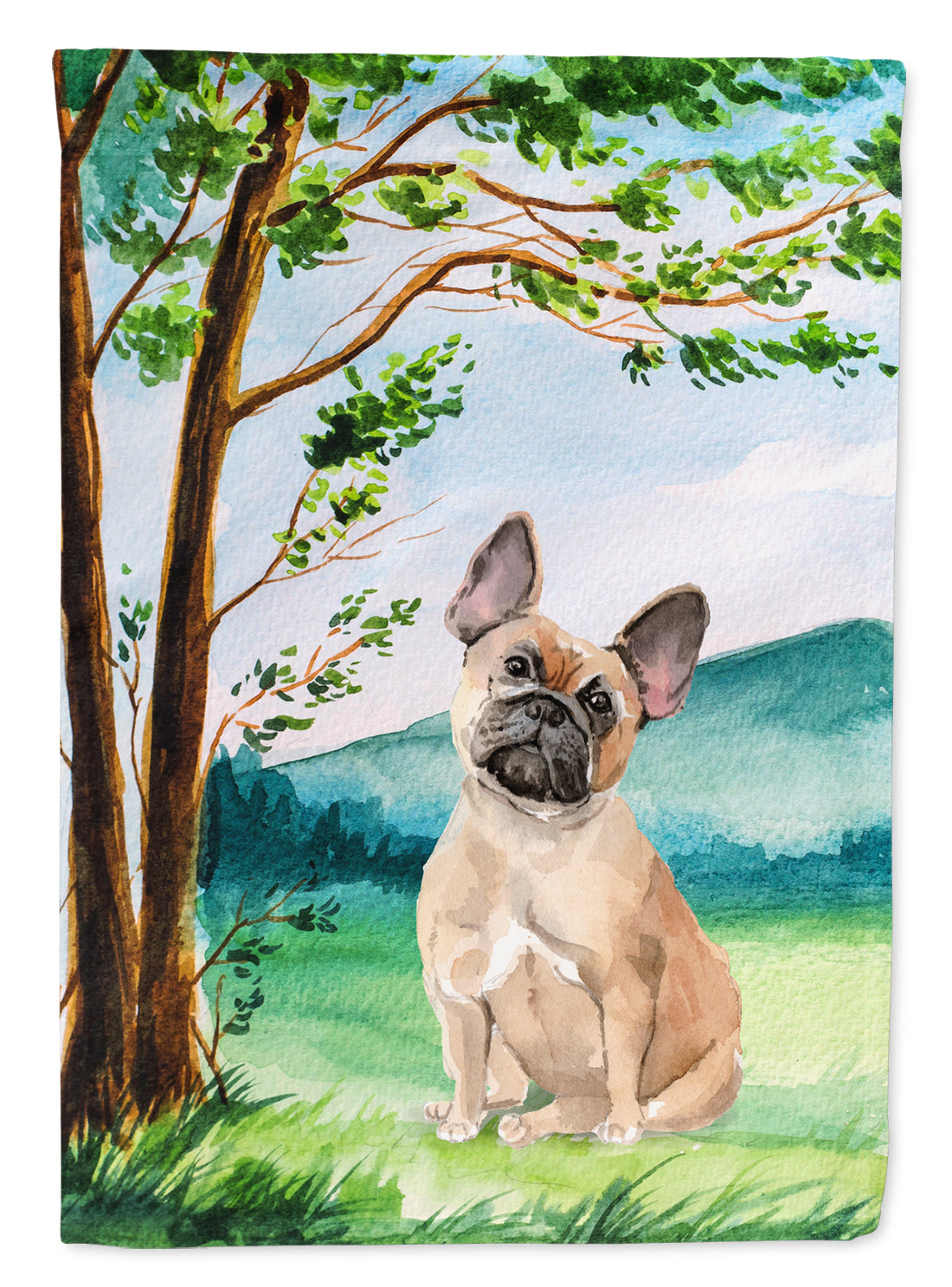 Under the Tree Fawn French Bulldog Flag Canvas House Size CK2013CHF  the-store.com.