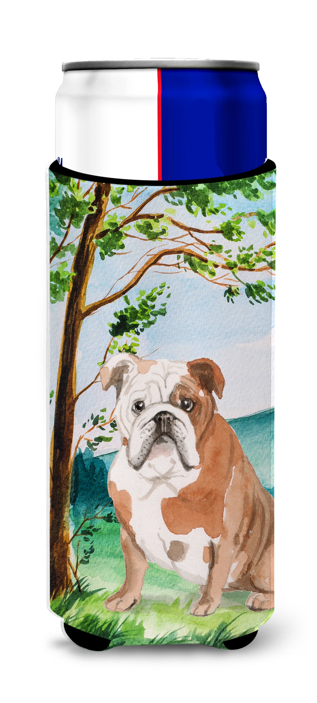 Under the Tree English Bulldog  Ultra Hugger for slim cans CK2014MUK  the-store.com.