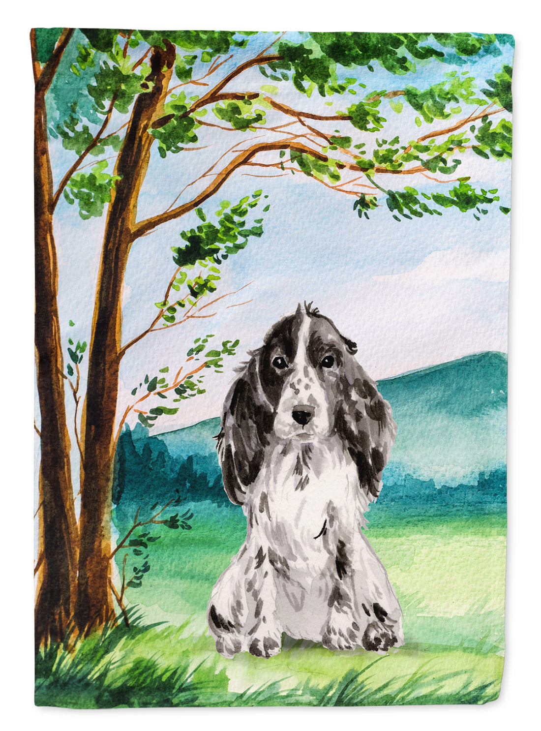 Under the Tree Black Parti Cocker Spaniel Flag Canvas House Size CK2017CHF  the-store.com.