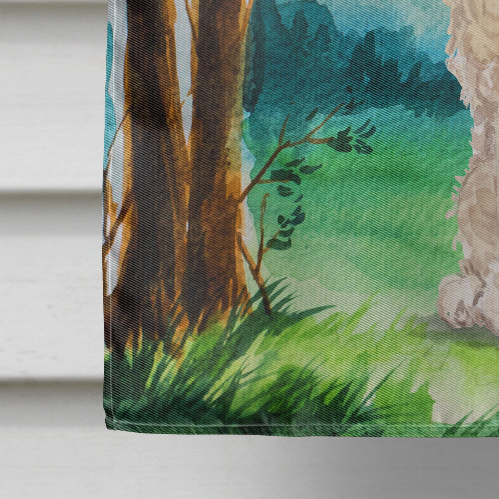 Under the Tree Goldendoodle Flag Canvas House Size CK2019CHF  the-store.com.