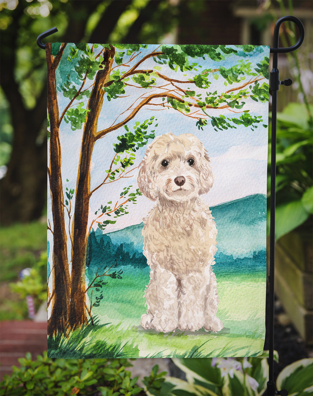 Under the Tree Goldendoodle Flag Garden Size CK2019GF  the-store.com.