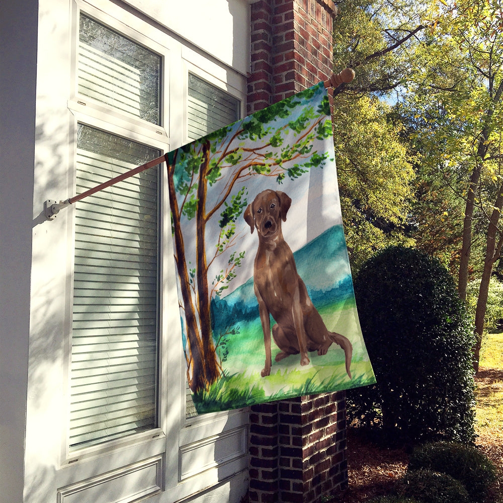Under the Tree Chocolate Labrador Flag Canvas House Size CK2021CHF  the-store.com.