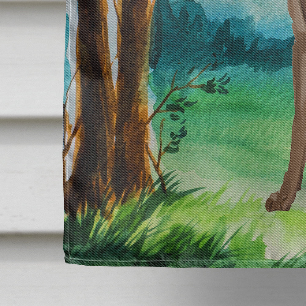 Under the Tree Chocolate Labrador Flag Canvas House Size CK2021CHF  the-store.com.