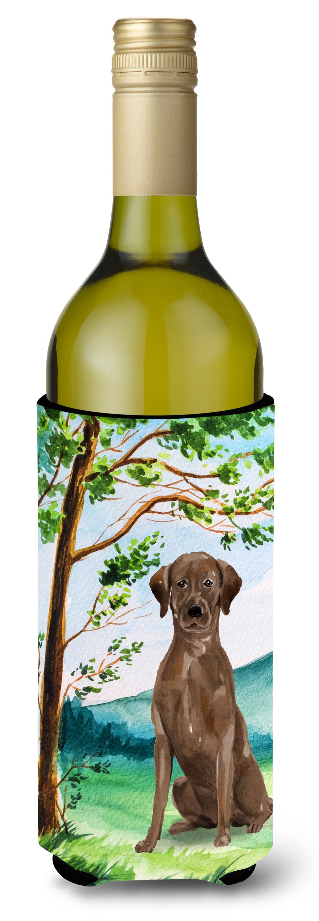Under the Tree Chocolate Labrador Wine Bottle Beverage Insulator Hugger CK2021LITERK by Caroline&#39;s Treasures